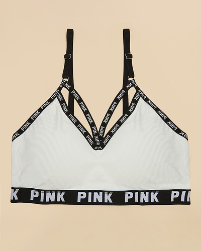 Brassière de sport femme blanche avec inscriptions - Underwear
