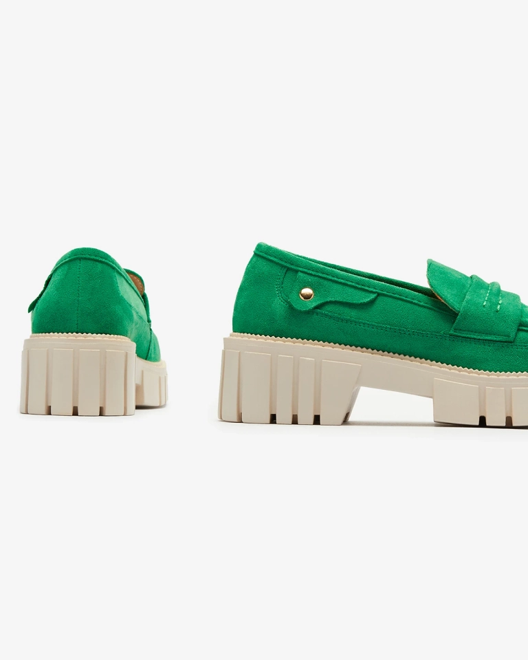 Eco suede green moccasins for women Siherta- Footwear