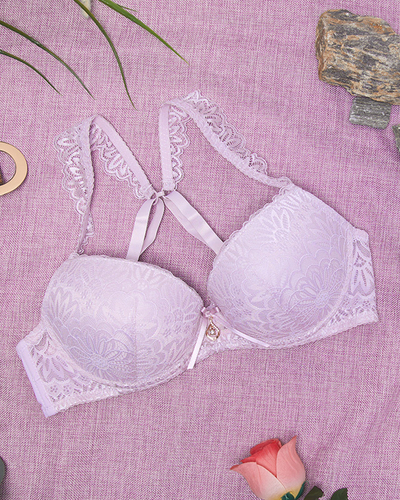 Soutien-gorge femme avec dentelle de couleur gris clair - Sous-vêtements