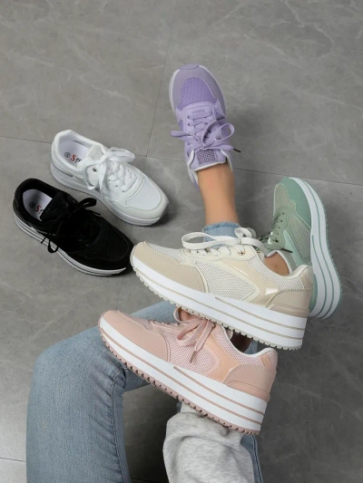 Royalfashion Baskets de sport à plateforme pour femmes Revided