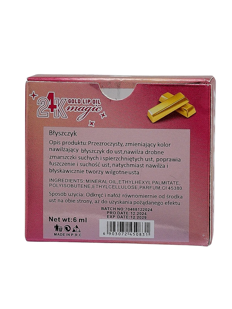 Gloss à lèvres incolore 24K hydratant et régénérant avec des particules d'or