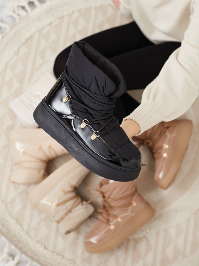 Royalfashion Bottes de neige à enfiler pour femme en noir Dabenda