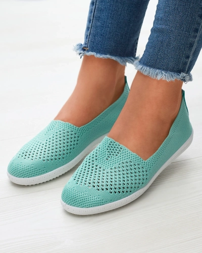 OUTLET Baskets à enfiler en tissu ajouré menthe Sadola - Chaussures
