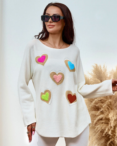 Royalfashion Pull fin pour femme avec des cœurs