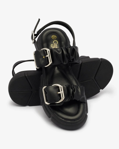 Royalfashion Sandales pour femmes noires à semelle plus épaisse Bannat