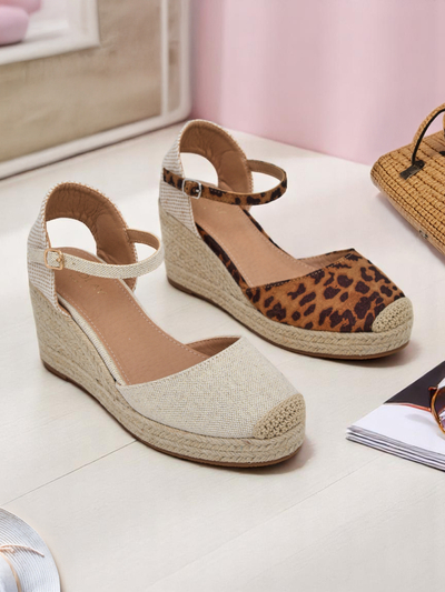 Aurelia Leopard Compensées Royalfashion pour femmes cuir écologique camel