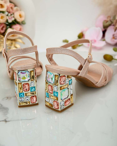 Royalfashion Sandales à talon Solepte strass pour femme