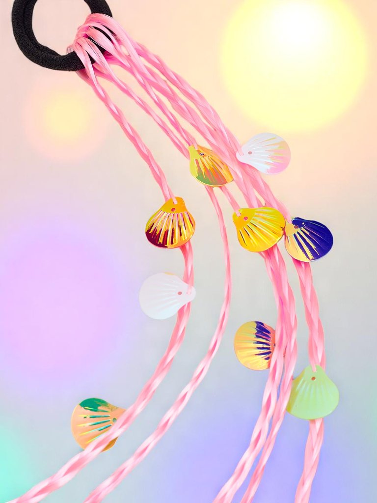 Royalfashion Tresses à clipser avec coquillages sur un élastique