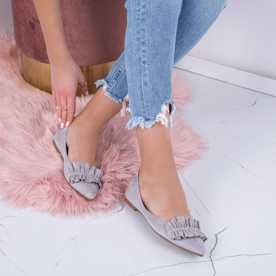 Szare balerinki z falbanką Monaco- Obuwie