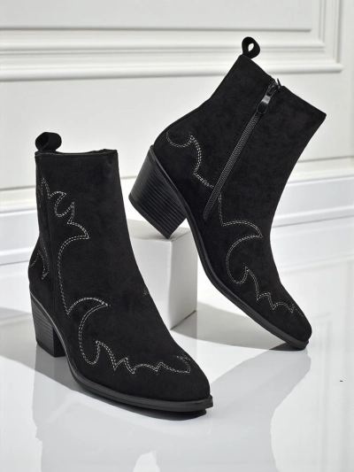 Bottines femme style santiags Velvet Ash – à talons