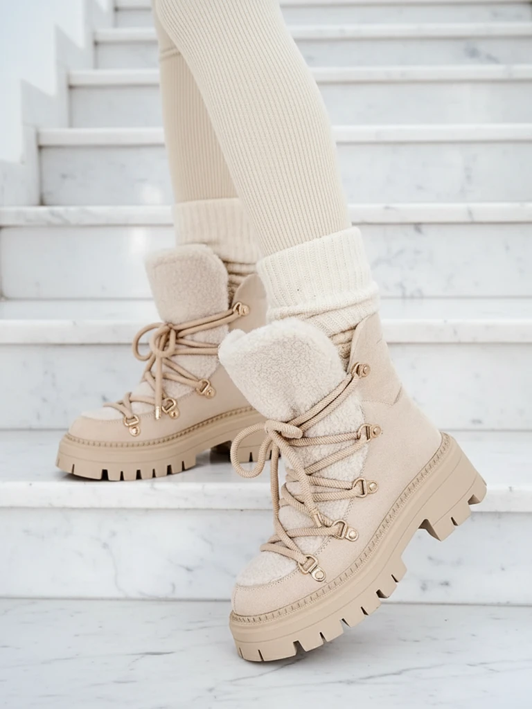 Royalfashion Bottes de neige Lozin à lacets pour femme