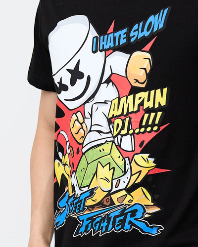 T-shirt imprimé noir pour homme - Vêtements