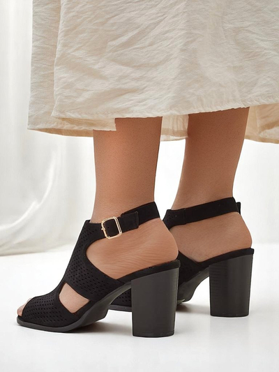 Royalfashion sandales ajourées à talon bloc pour femmes Abetle