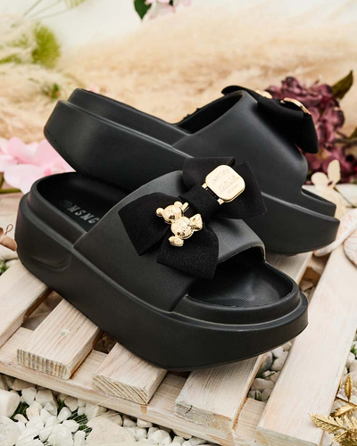 Royalfashion Tongs en caoutchouc pour femme avec nœud décoratif Apis