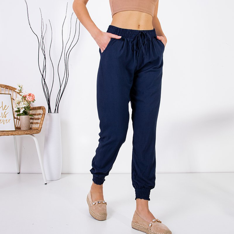 Pantalon grande taille femme bleu marine - Vêtements