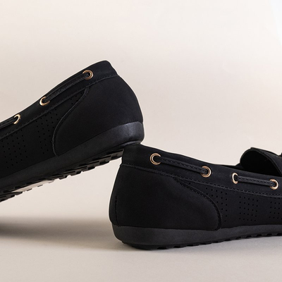 OUTLET Mocassins ajourés femme noirs avec nœud Donatela - Footwear