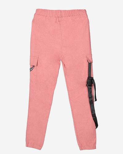 Pantalon cargo femme rose foncé avec ceinture - Vêtements