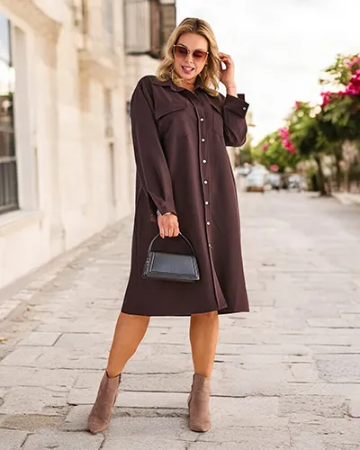 Robe en tissu pour femmes de la marque Royalfashion avec boutons TAILLE PLUS