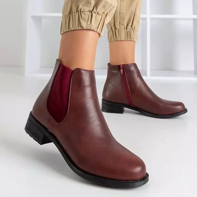 OUTLET Chelsea boots femme bordeaux à talons plats Timea - Chaussures