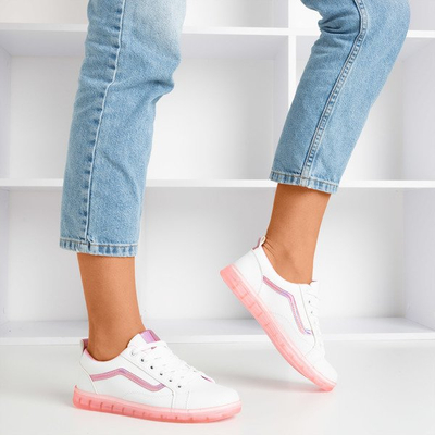 Sneakers femme blanches avec insert Domsca holographique rose - Chaussures 1