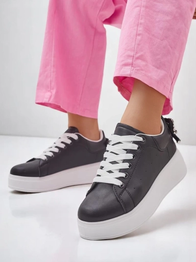 Royalfashion Sneakers de sport pour femmes à plateforme avec nœud en ruban