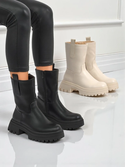 Bottines montantes pour femmes en cuir écologique Scarlet Mist