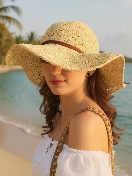 Royalfashion Chapeau de paille pour femme Nœud Belle