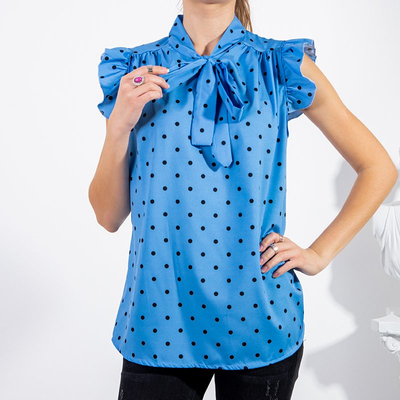 Chemisier bleu à pois pour femme - Vêtements