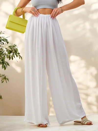 Royalfashion Pantalons droits en viscose pour femmes en tissu