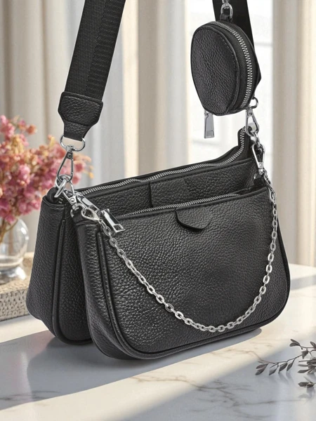 Sac à main multifonctionnel pour femmes Scylla en cuir écologique noir