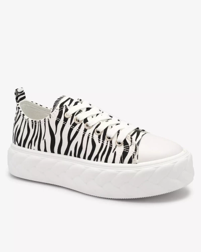 Royalfashion Baskets compensées noires et blanches pour femme Atredika