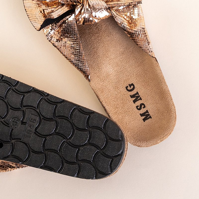 Rose - sandales pour femmes dorées avec nœud Akemi - Chaussures