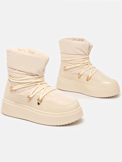 Royalfashion Bottes de neige à enfiler pour femme en couleur crème Dabenda