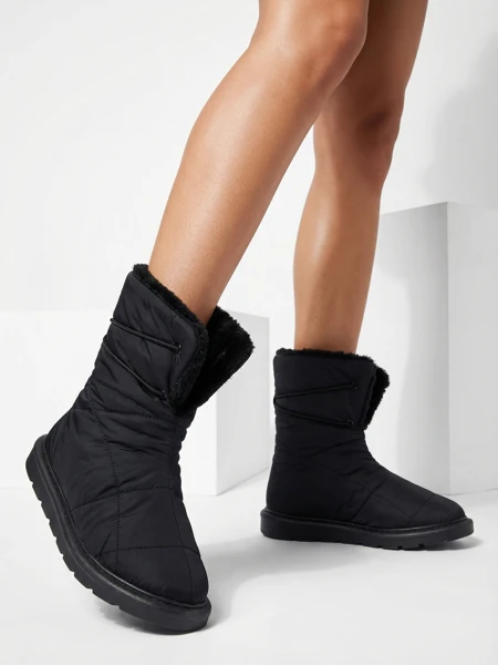Bottines pour Femmes Luna Noires en Tissu Chaudes pour l'Hiver