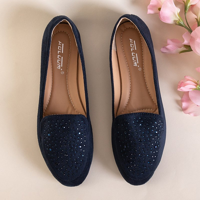Mocassins femme bleu marine avec zircones cubiques par Felisa - Footwear