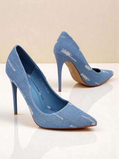 Royalfashion Escarpins à talons hauts pour femme en denim chic