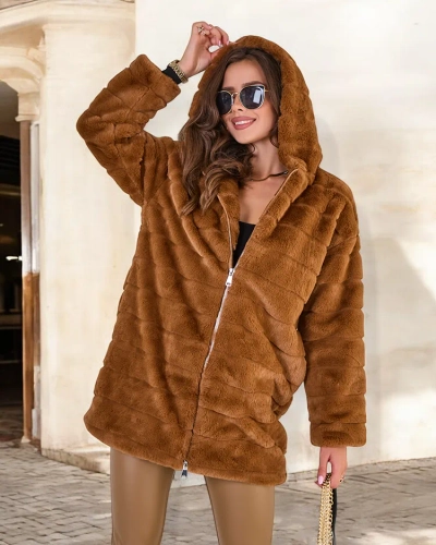 Royalfashion Manteau de fourrure pour femme