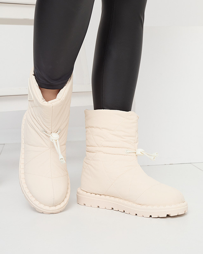 Bottes de neige matelassées crème pour femmes sur une semelle plate Ferri - Footwear