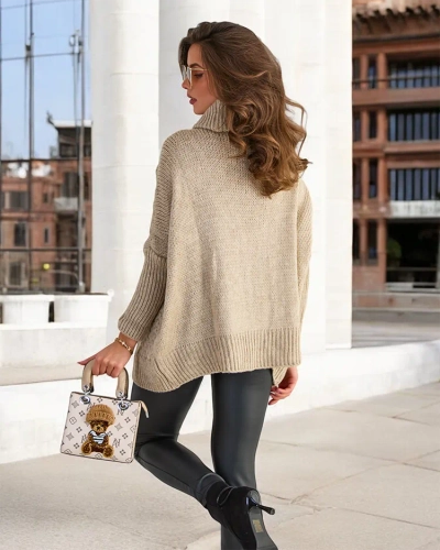 Royalfashion Pull à col roulé pour femme