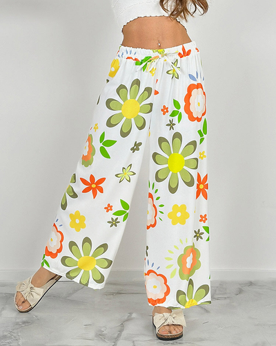 Royalfashion Pantalon large en tissu floral pour femme