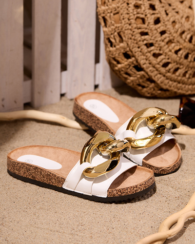 Chaussons blancs pour femme avec une décoration Sofig-Footwear