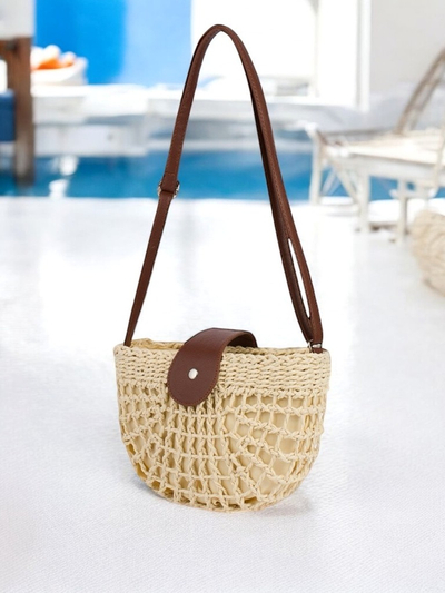 Royalfashion Petit sac à main en paille pour femme Boho Mini
