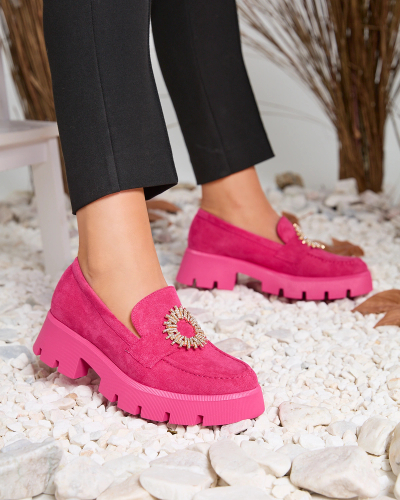 Royalfashion Mocassins en éco-daim pour femme Fuchsia Likoki