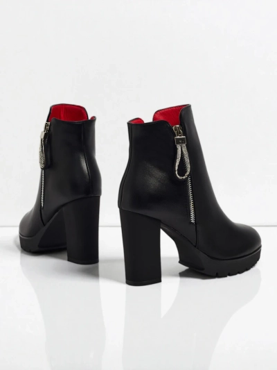 Bottines femme en cuir écologique à talons épais Marellin