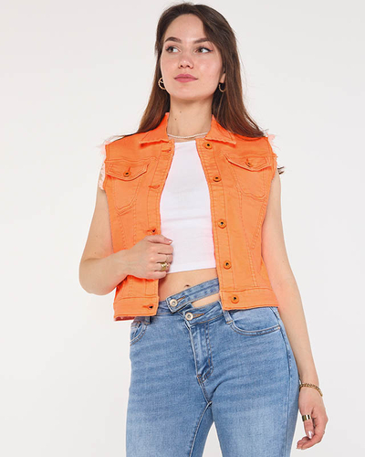 Gilet en jean orange pour femme - Vêtements