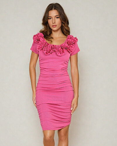 Royalfashion Mini robe femme froissée