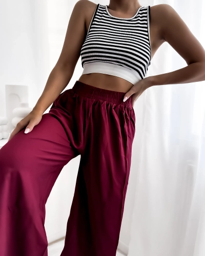 Royalfashion Pantalon culotte 7/8 pour femme Marron