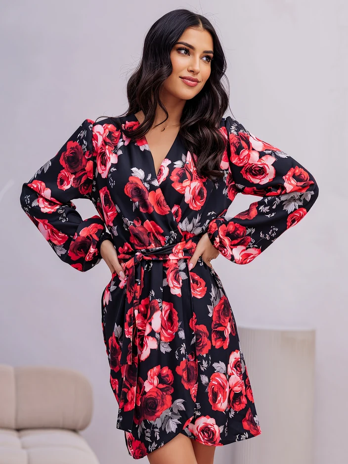 Robe mi-longue Royalfashion pour femmes avec motif floral