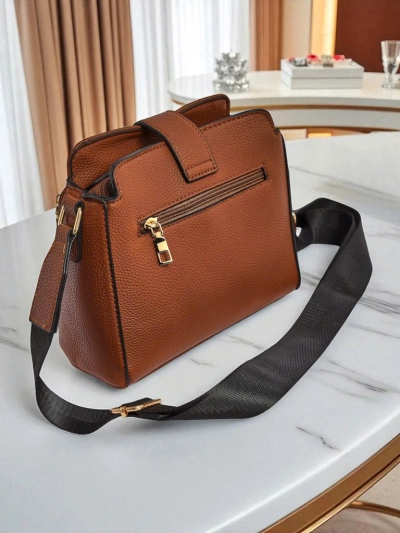 Collection de sacs pour femmes - Melania Marron Cuir Écologique avec Fermeture Éclair et Aimant