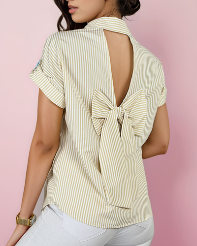 Royalfashion Chemise rayée pour femme avec nœud